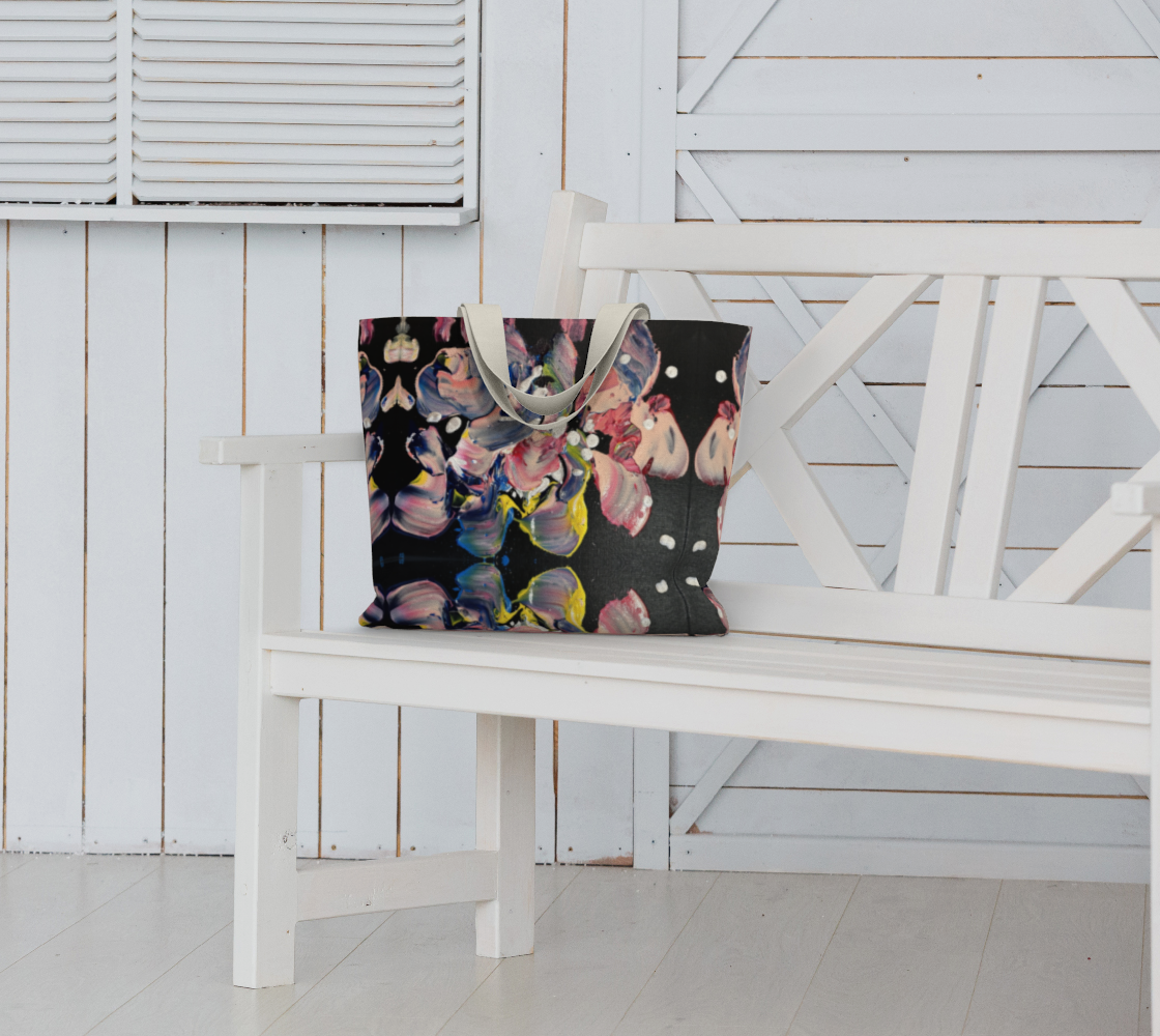 Grace in Orchid Petals" Large Tote #1 (Black, Pink)