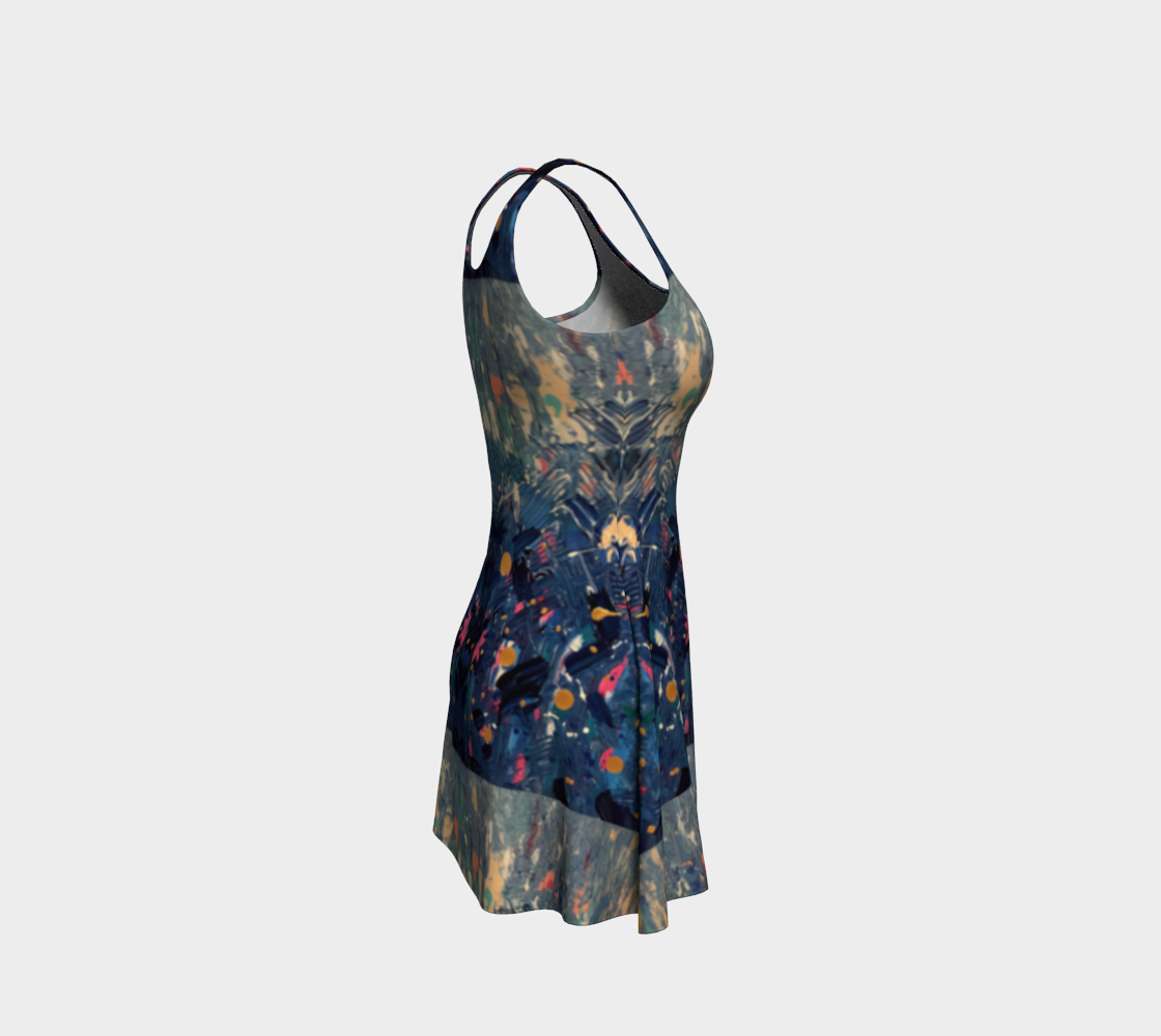 "Blue Mountain” Flare Dress (Blue, Pink)