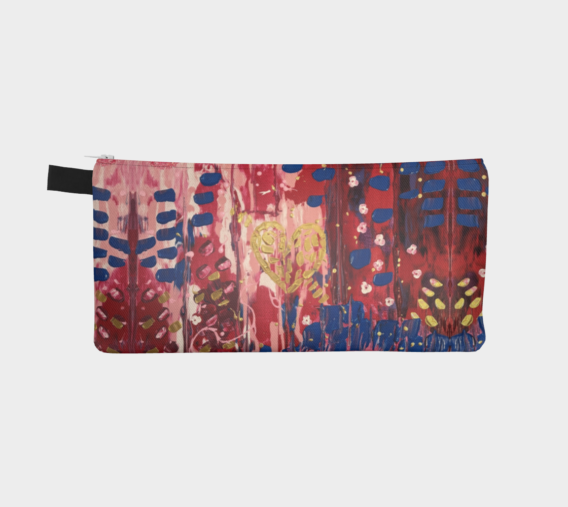 "Hearts and Flowers" Pencil Case (Red, Pink)