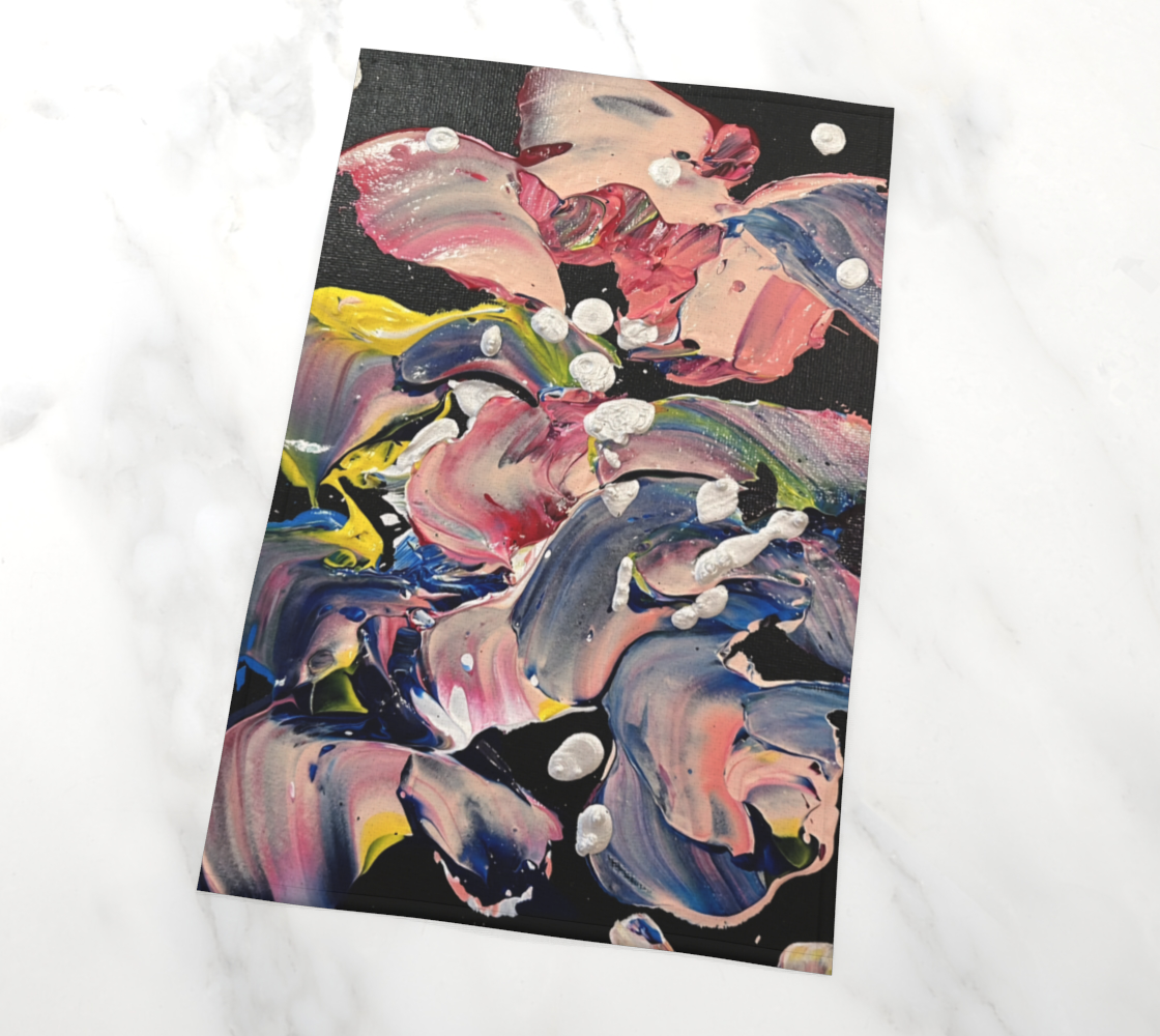 "Grace In Orchid Petals" Tea Towel (Black, Pink, Yellow)