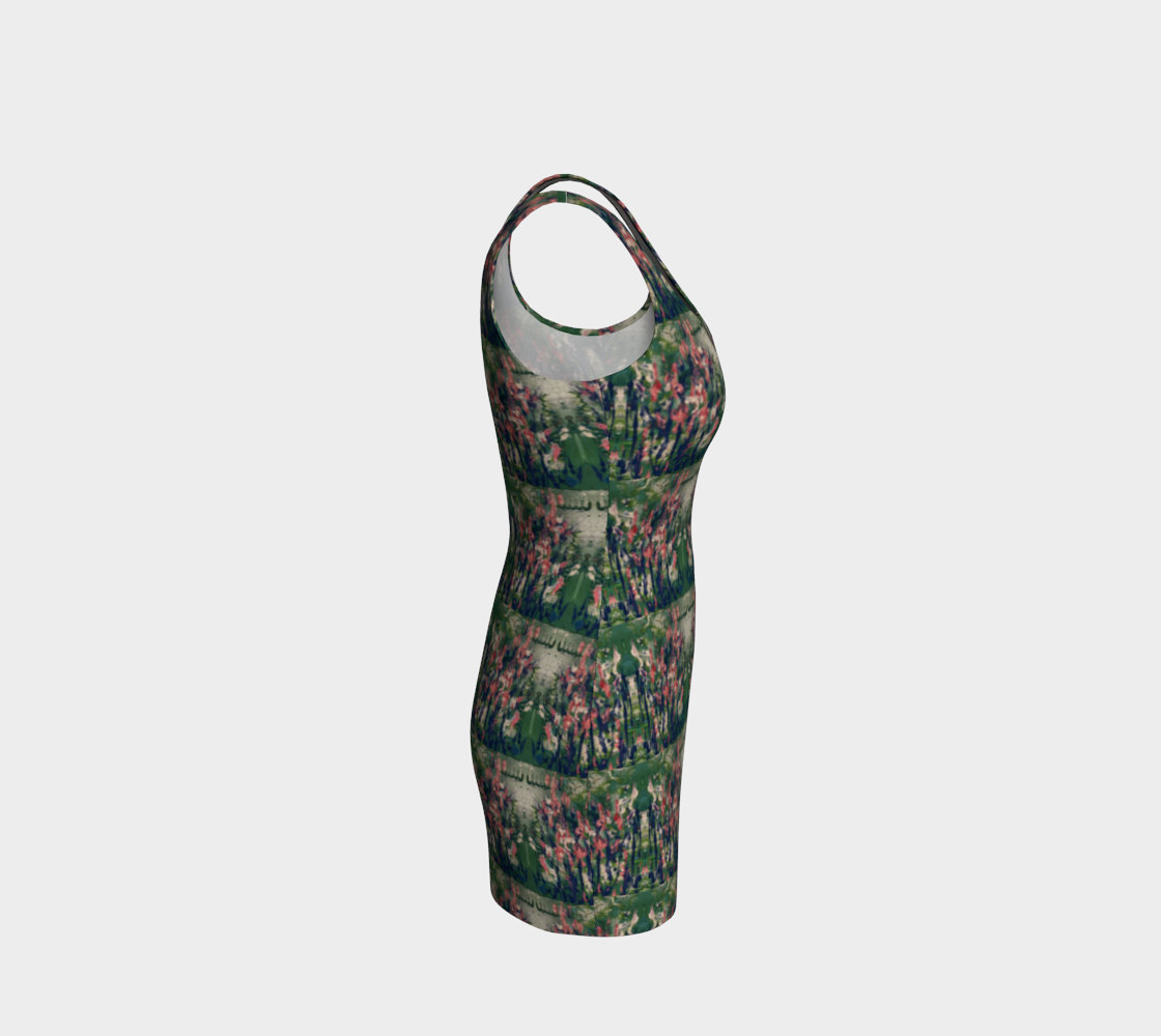 "Marsh Flowers" Bodycon Dress (Green, Pink)