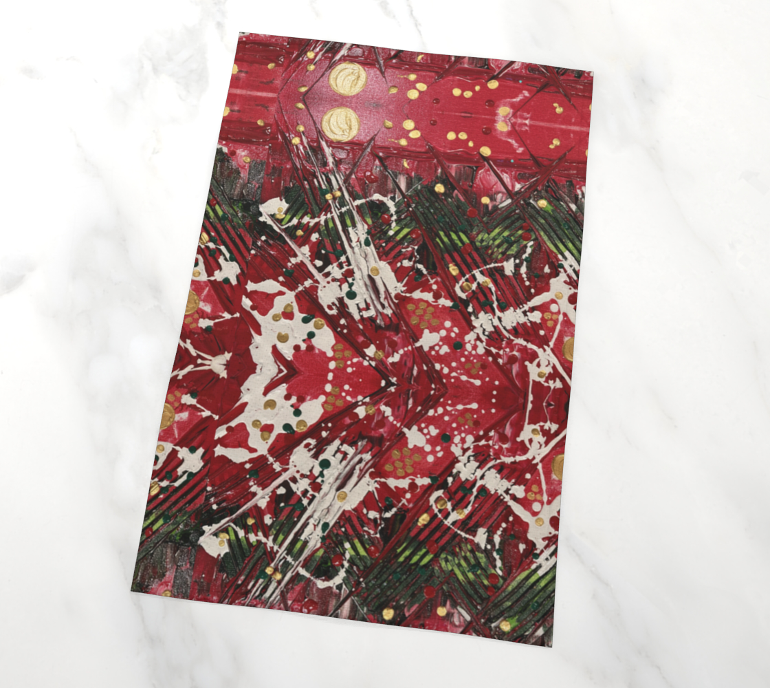"Winter Trails" Christmas Tea Towel (Red, Green)