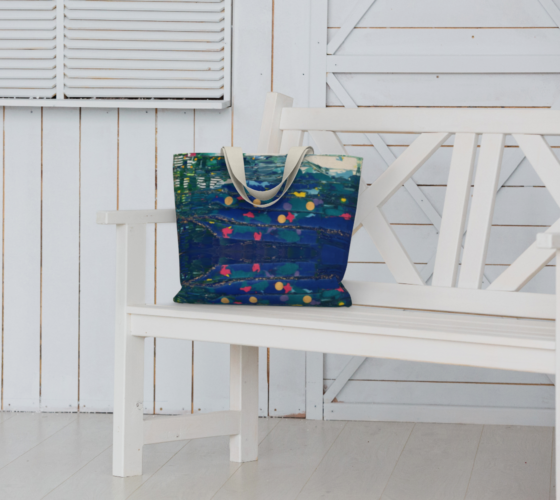 "By Monty's Marsh" Large Tote (Blue, Aqua, Pink, White)