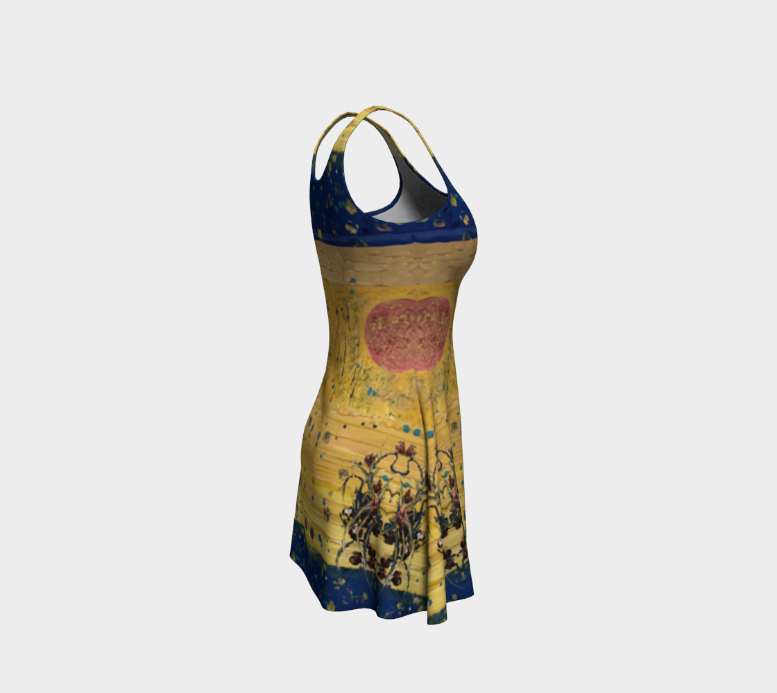 “Yellow Sky on Blue Morning” Flare Dress (Yellow, Pink, Blue)
