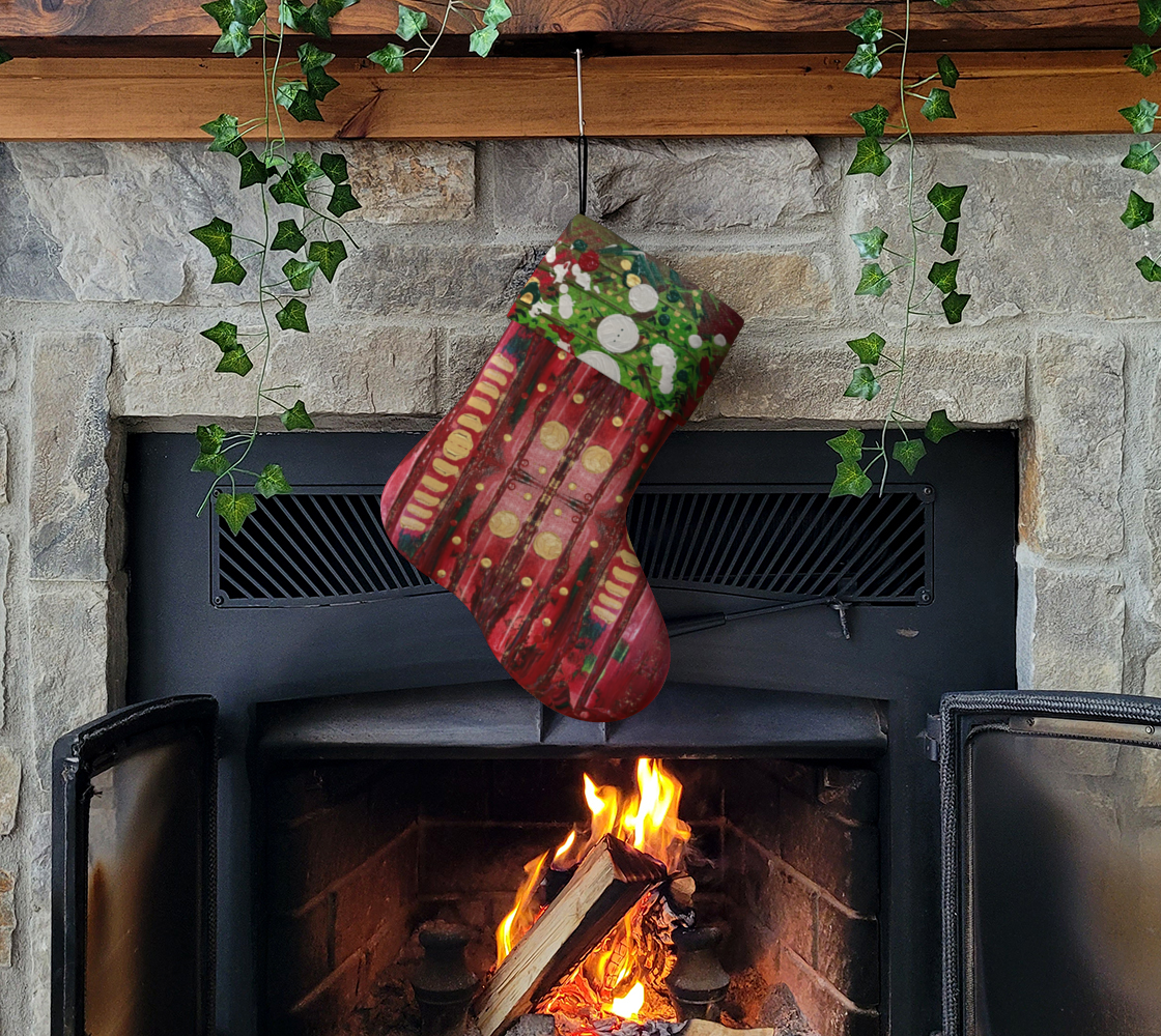 "Winter Frolic" Christmas Stocking (Red, Green)
