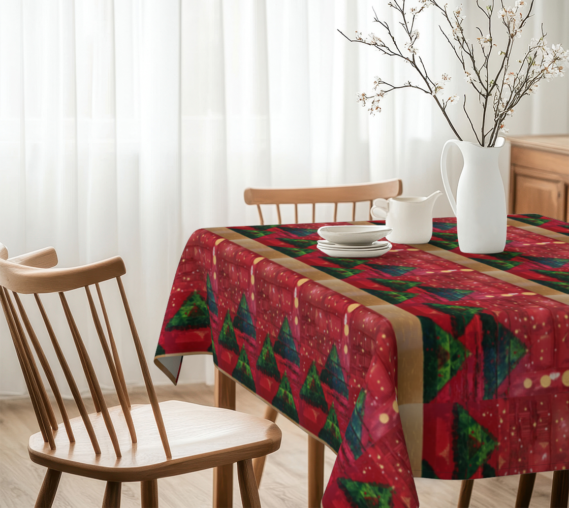 "Christmas Trees" Tablecloth (Green, Red)