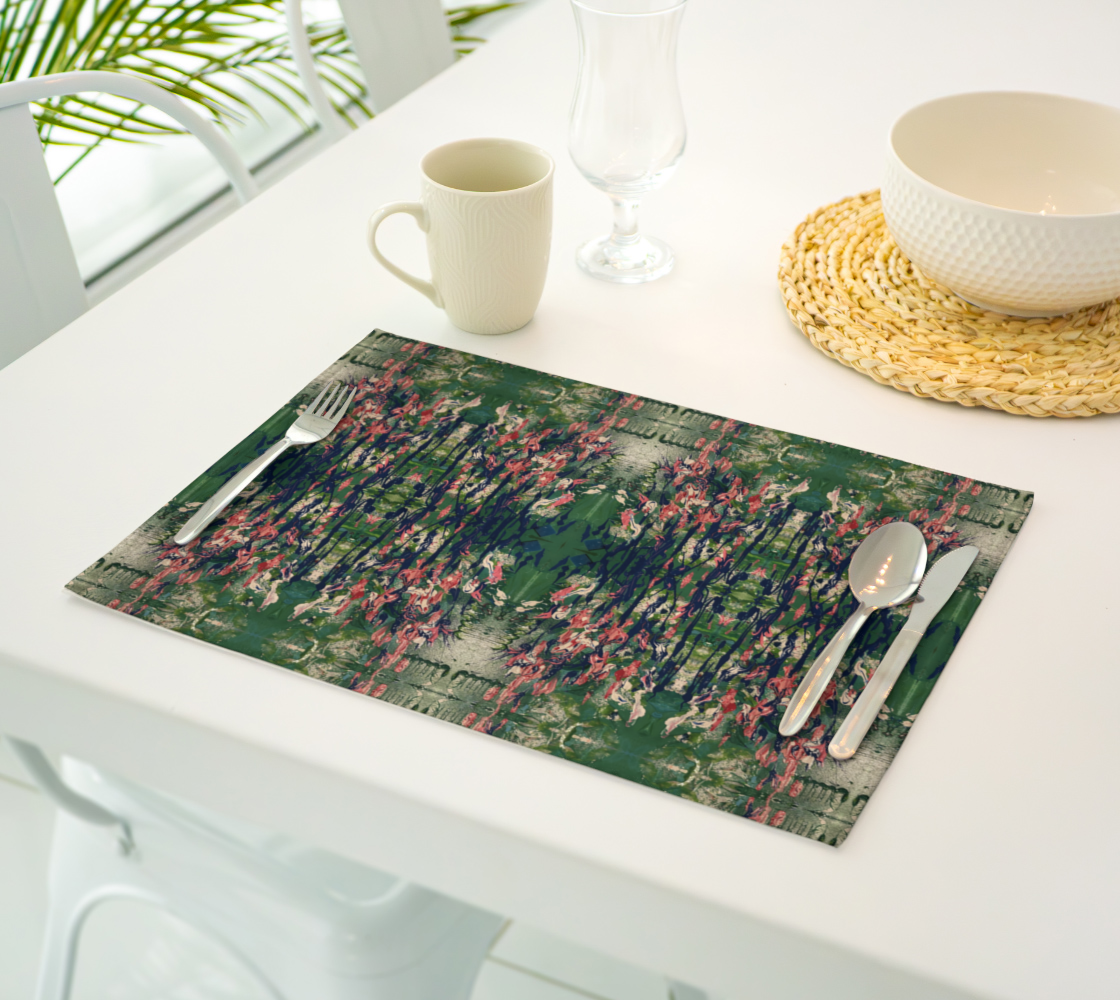 “Marsh Flowers” Placemat (Green, Pink)