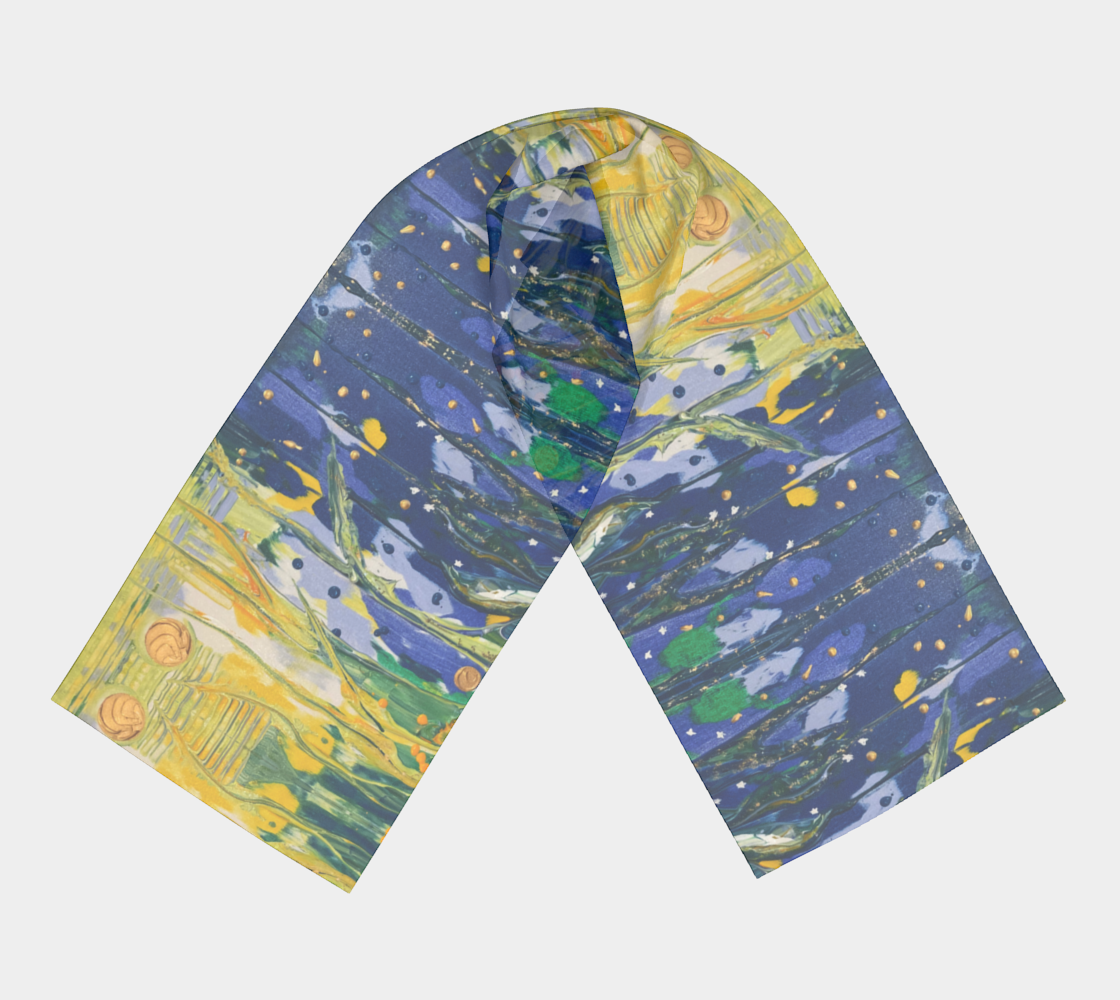 "Spring Awakening" Long Scarf (Blue, Green, Yellow)