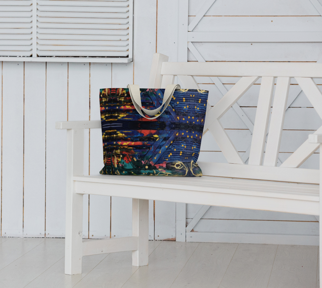 "Living Colours" Large Tote (Blue, Red, Yellow)