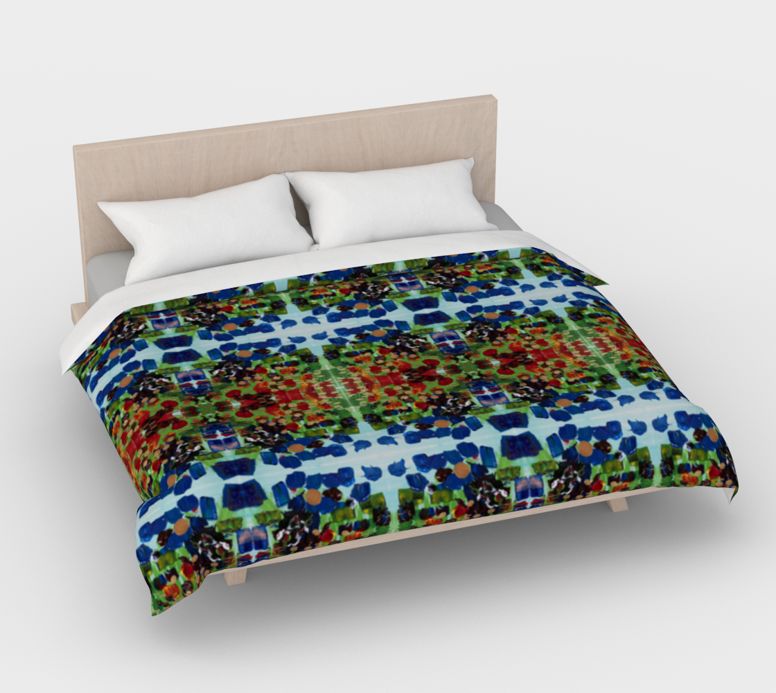 ”Fall Garden” Duvet Cover #2 (Green, Blue, Red)