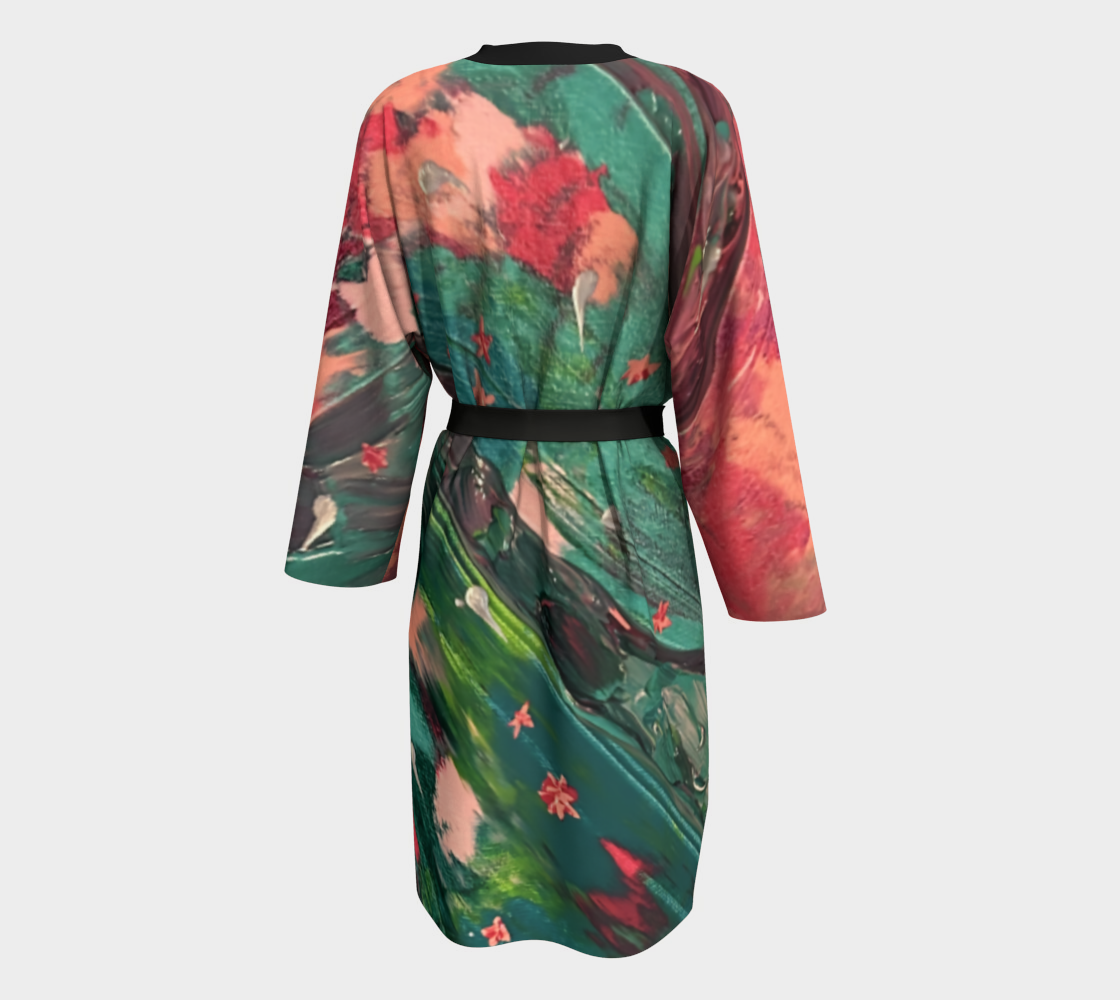 "Pink Flowers" Peignoir (Pink, Green)