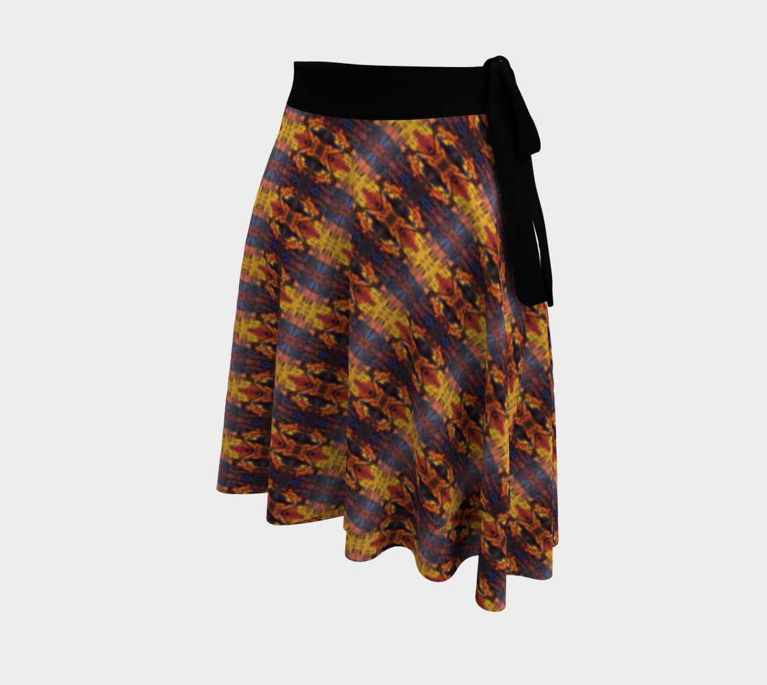 "Winter Woods with Phoenix " Wrap Skirt (Purple, Orange)