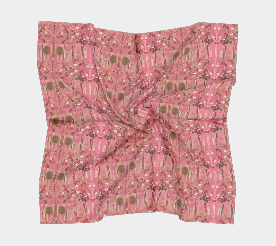 "Gratitude" Square Scarf (Pink, Gold)