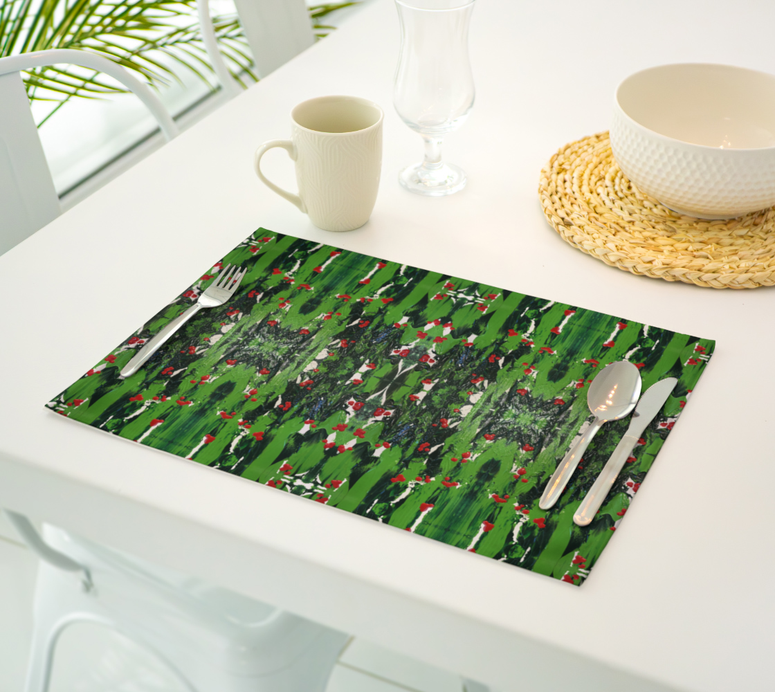 "Holly and Ivy" Christmas Placemat (Green, Red)