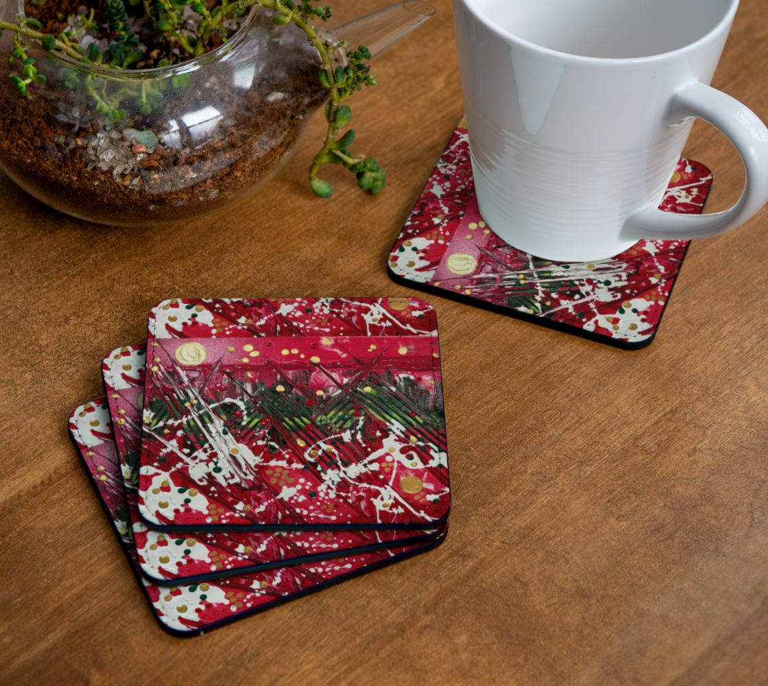 "Winter Trails" Christmas Coaster (Red, Green)