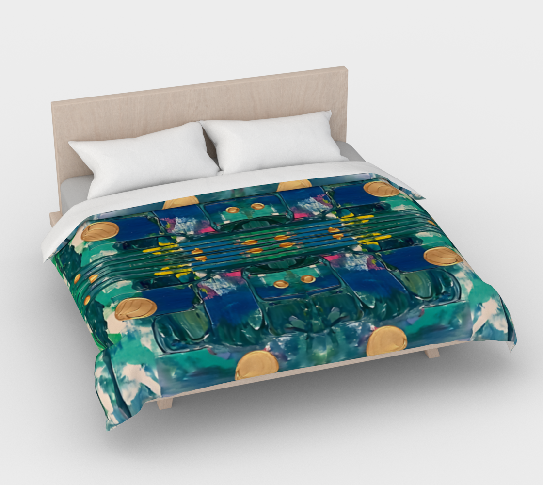 "Water Lilies" Duvet Cover (Aqua, Blue, Pink)