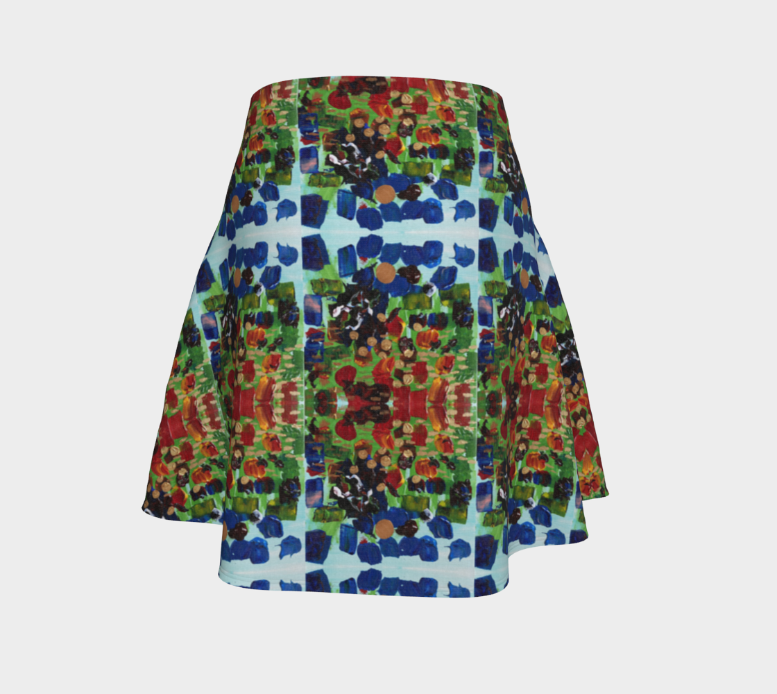 "Fall Garden" Flare Skirt (Blue, Green, Red)