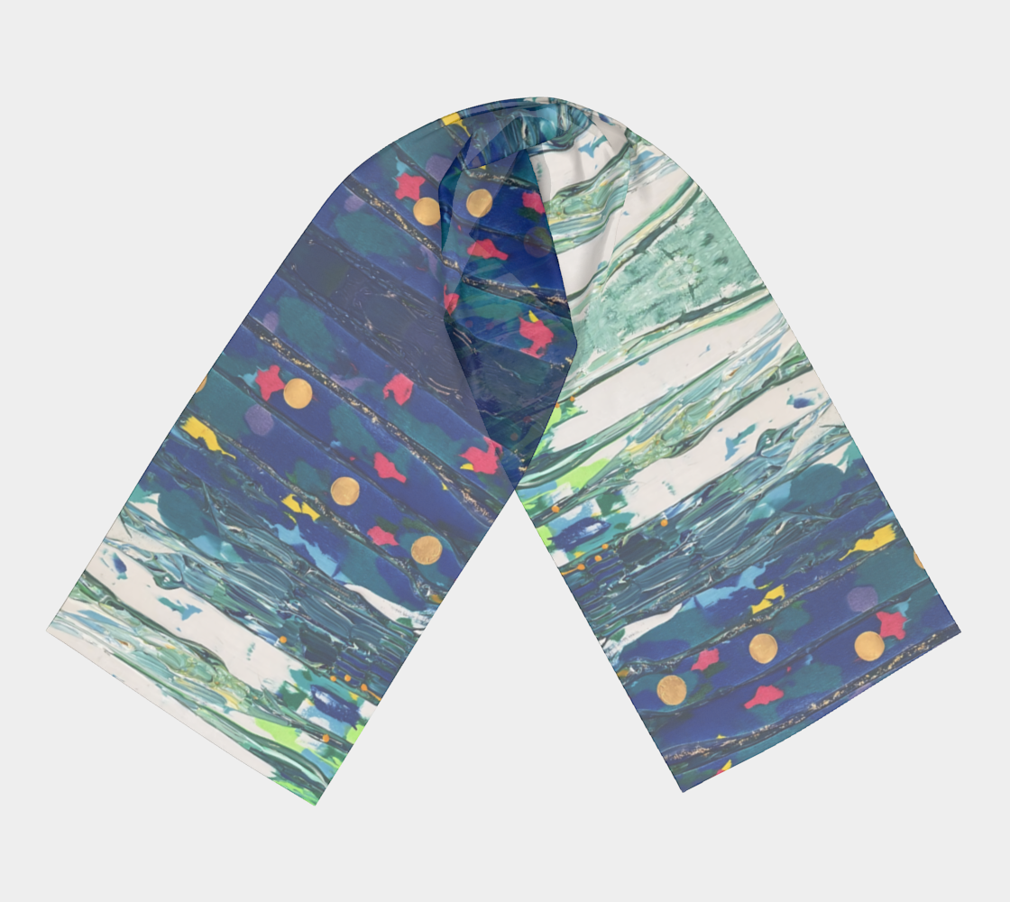 "By Monty's Marsh" Long Scarf (Blue, Green, Pink)