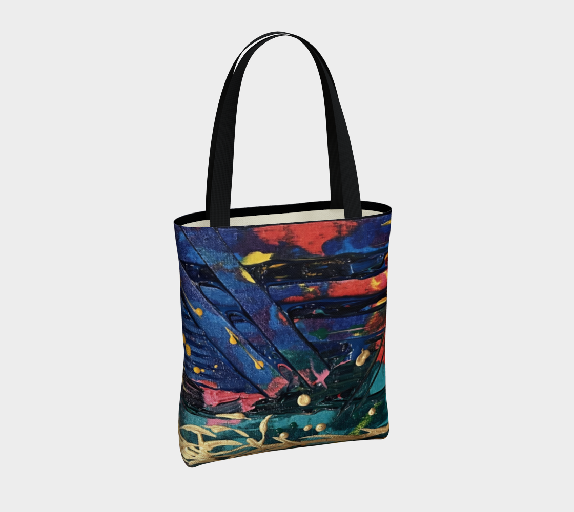 "Living Colours of Renison" Tote (Blue, Red, Green, Yellow)