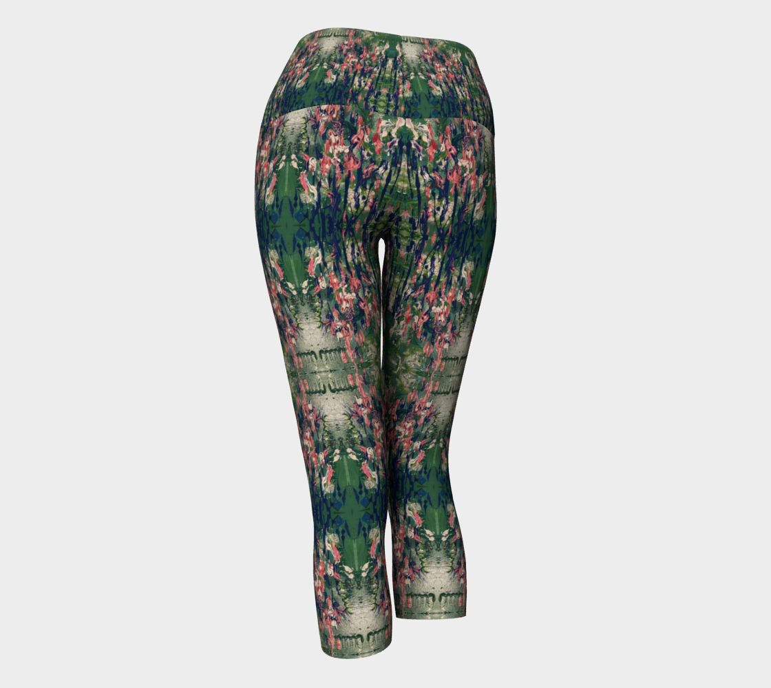 "Marsh Flowers" Yoga Capris (Green, Blue, Pink)
