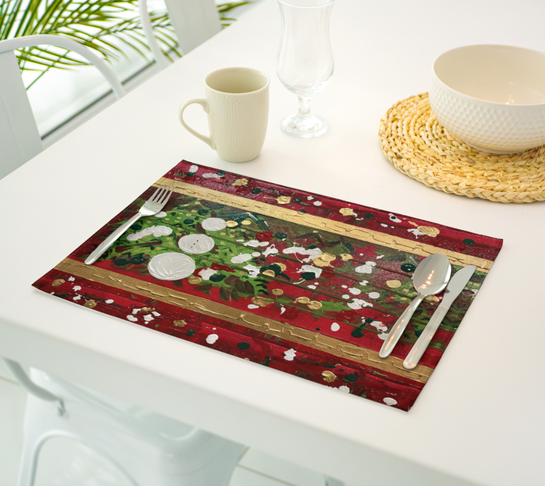 "Winter Frolic" Placemat (Red, Green)
