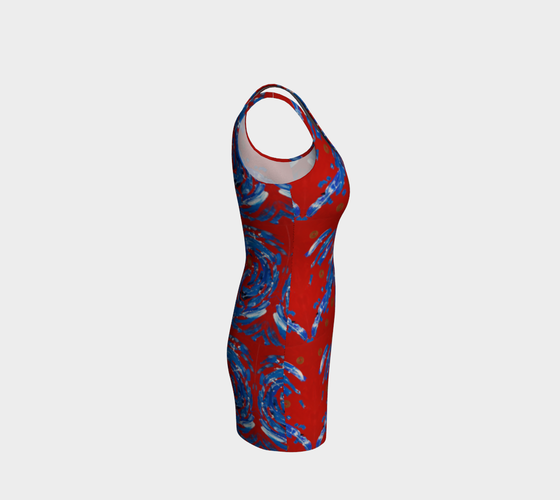"Good Fortune" Bodycon Dress (Red, Blue)