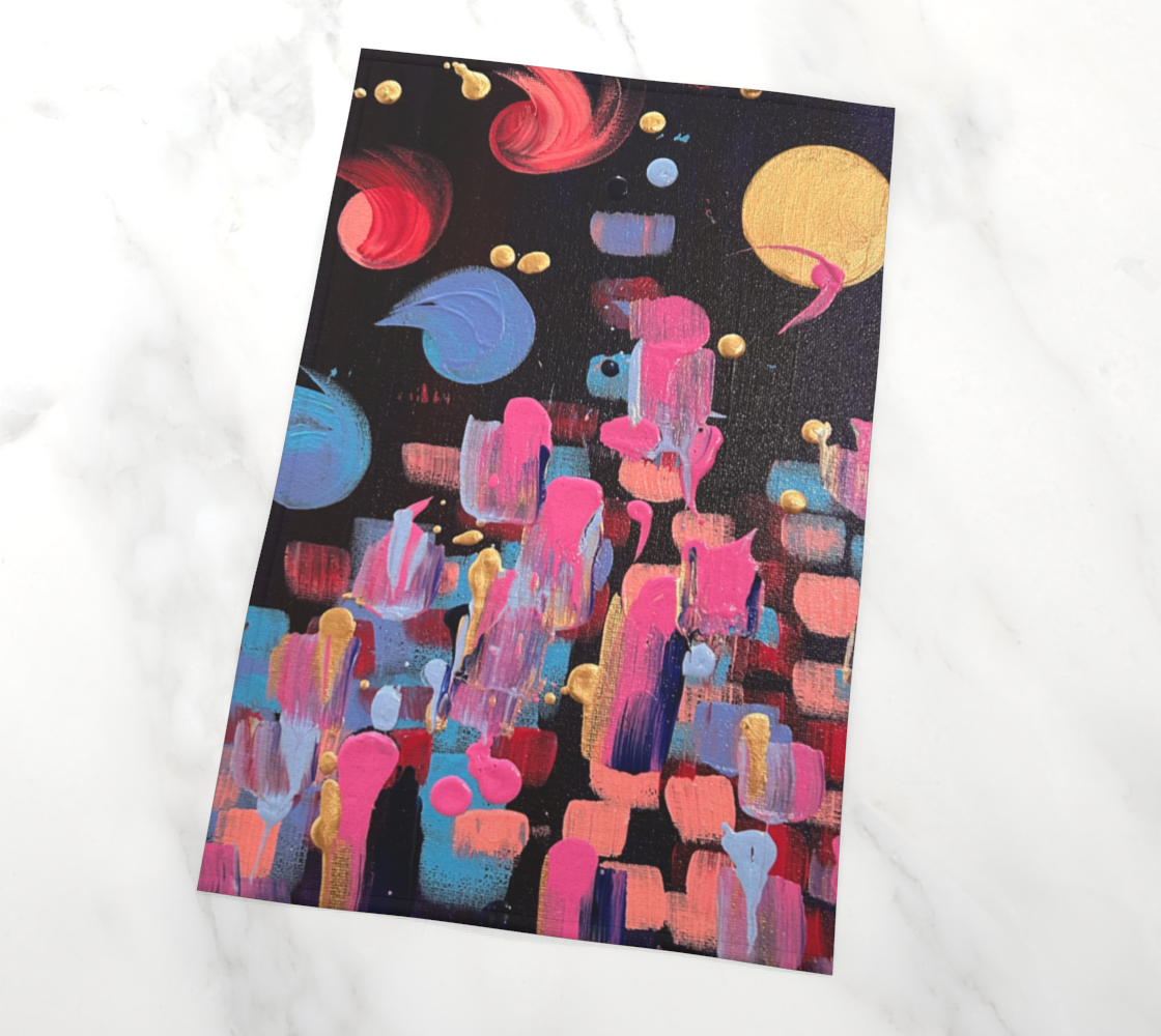 "Winter Night" Tea Towel (Purple, Pink, Blue)
