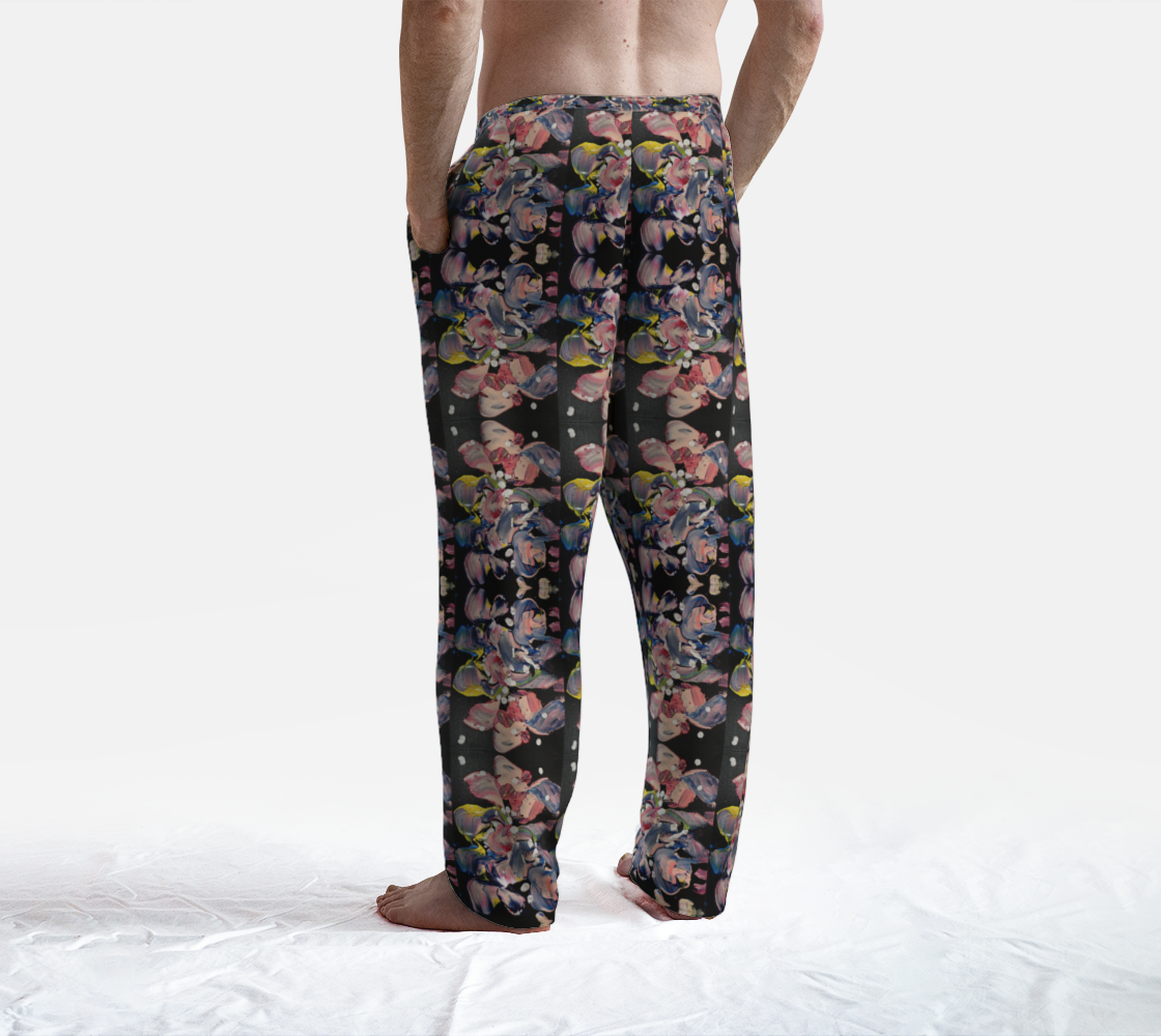 "Grace in Orchid Petals" Lounge Pants (Black, Pink)