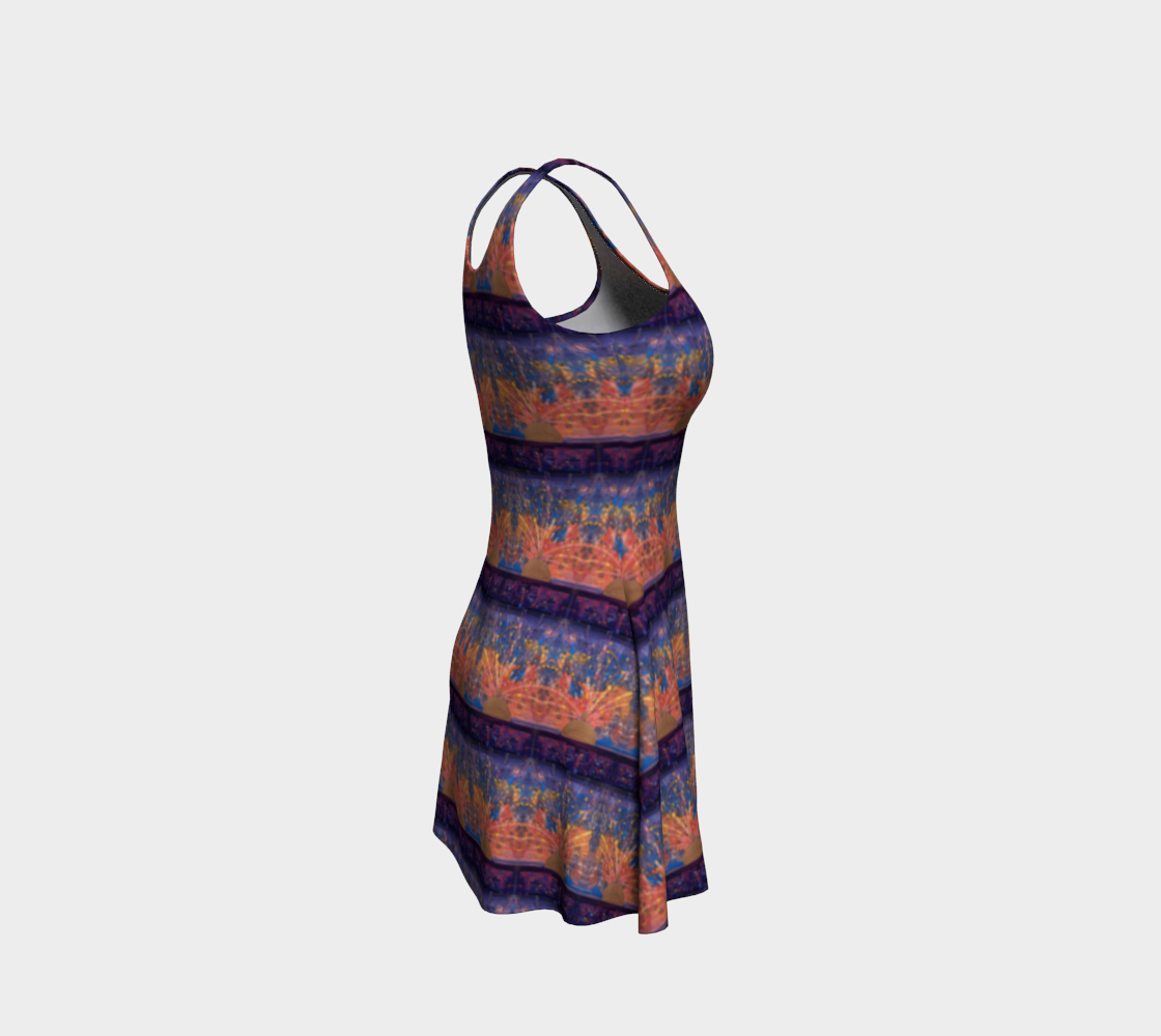 "Purple Dawn" Flare Dress (Purple, Orange, Gold)