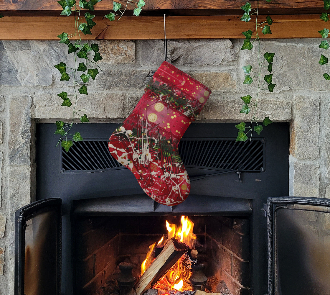"Winter Trails" Christmas Stocking (Red, Green)