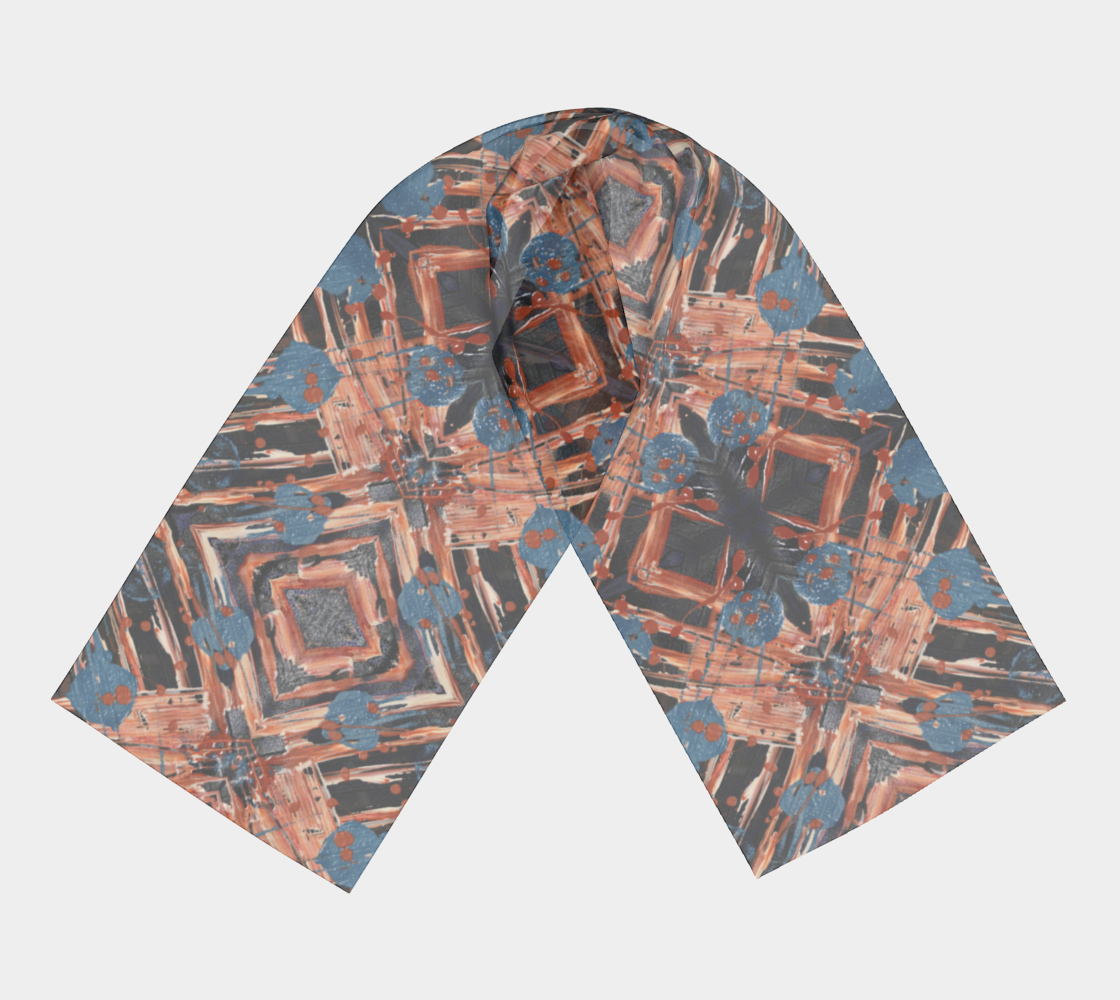 "Family Geometry" Long Scarf (Blue, Orange)