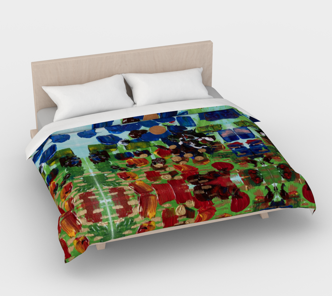 ”Fall Garden” Duvet Cover(Green, Blue, Red)