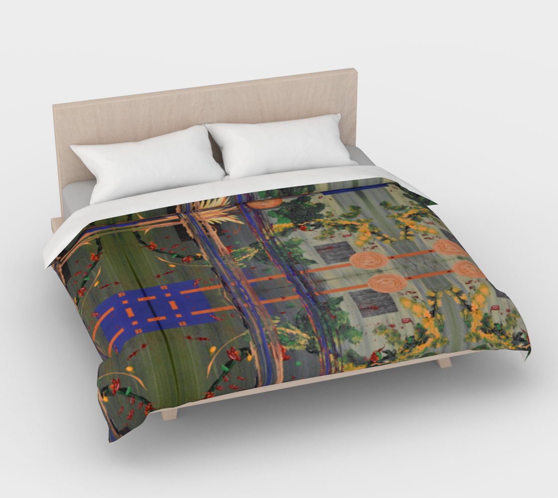 "Coming Home Again" Duvet Cover (Green, Orange, Blue)