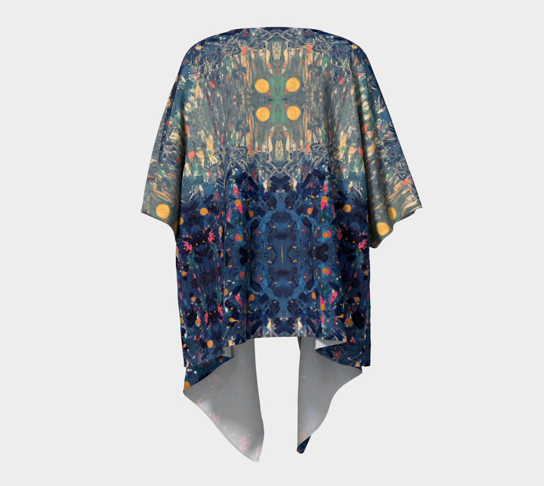 "Blue Mountain" Draped Kimono (Blue, Pink)