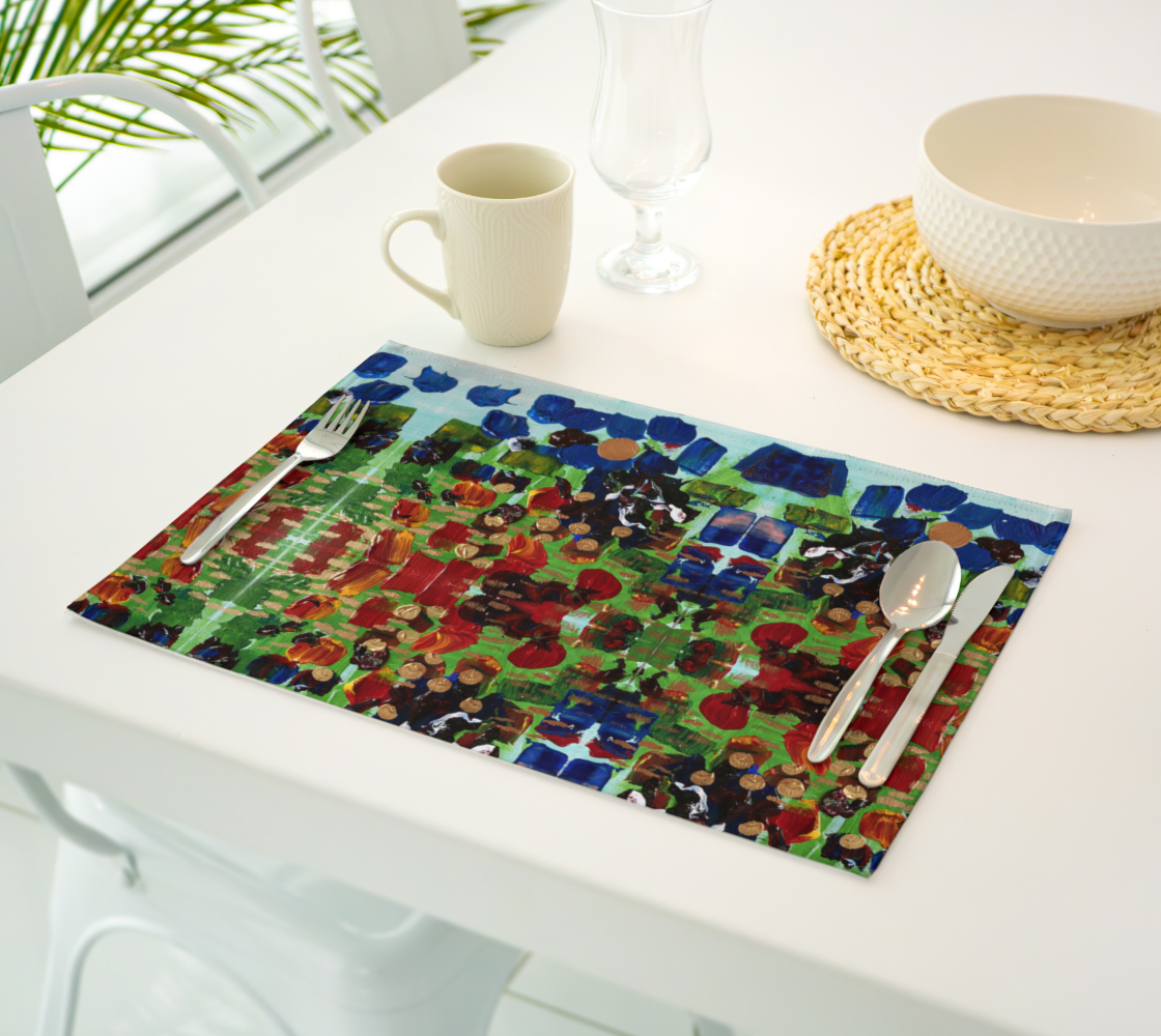 “Early Fall Garden” Placemat (Green, Blue)
