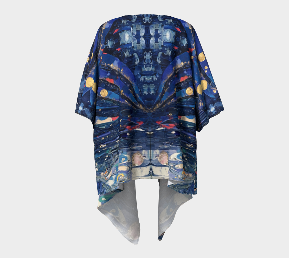 "Blue Sky" Draped Kimono (Blue, Pink)