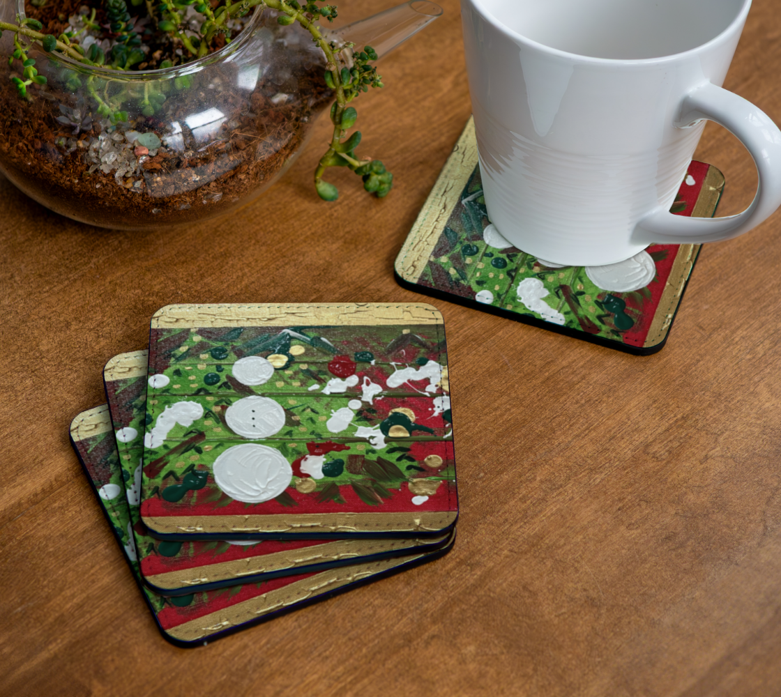 "Winter Frolic" Coaster (Green, Red)