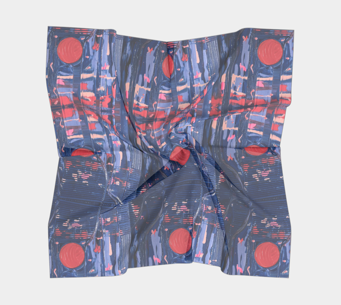 "Joy" Square Scarf (Blue, Pink)