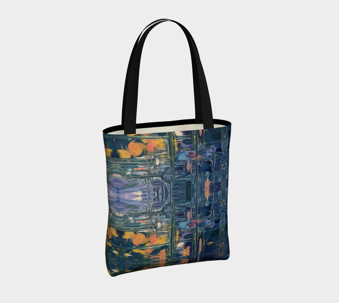 "Spring Rain" Urban Tote Lined (Blue, Orange)