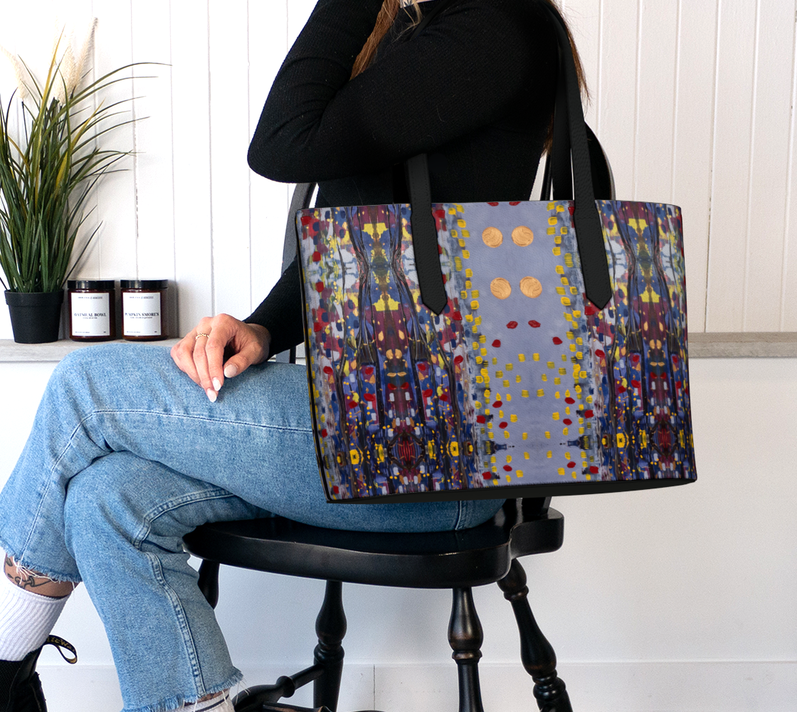 “Daybreak” Vegan Leather Tote Bag (Purple, Red)