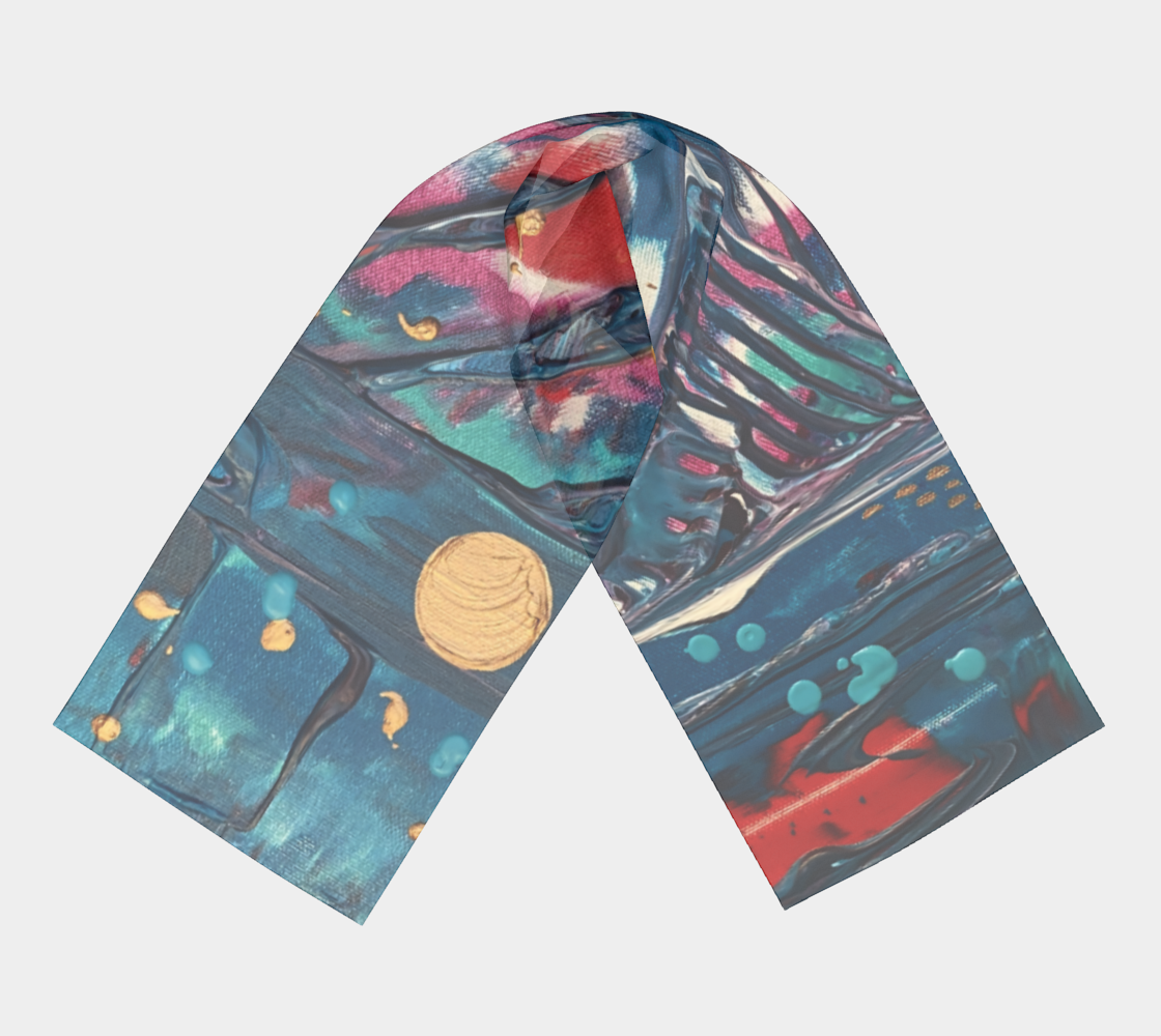 "Awakening" Long Scarf (Aqua, Red)