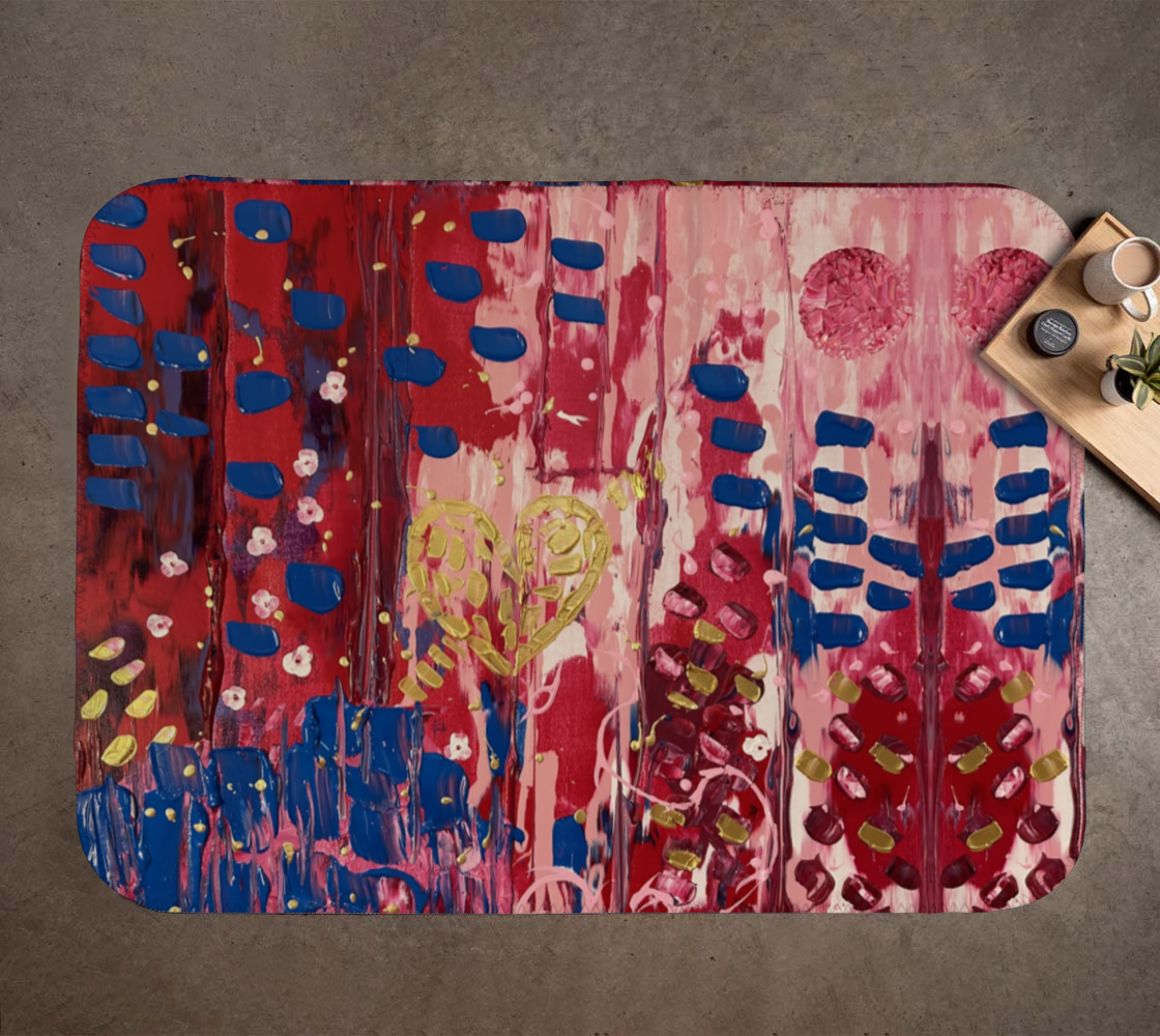"Hearts and Flowers" Blanket (Red, Pink, Blue)