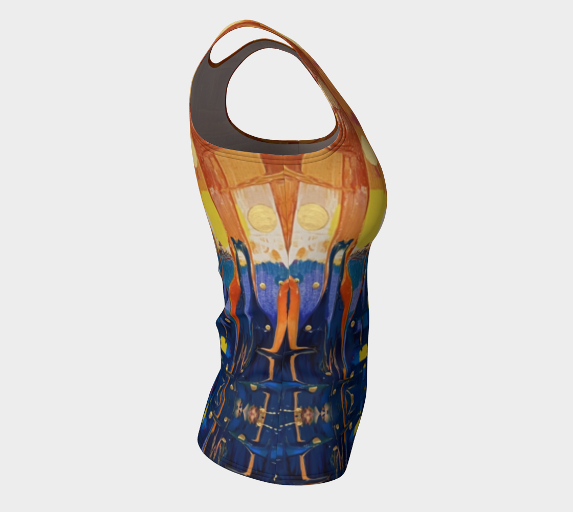 "Chantry Island Sunrise" Fitted Tank LONG ( Blue, Orange)