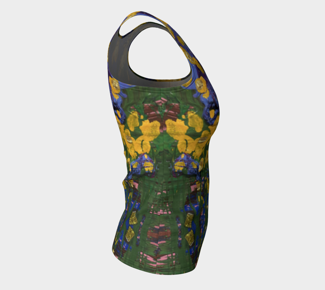 "Buttercups" Fitted Tank Top LONG (Yellow, Purple, Green)