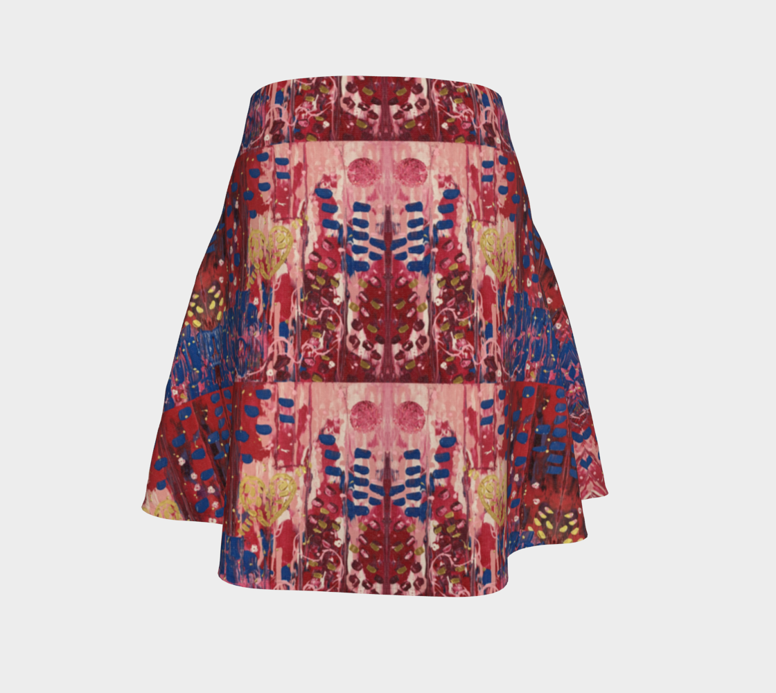 "Hearts and Flowers" Flare Skirt #2 (Red, Pink, Blue)