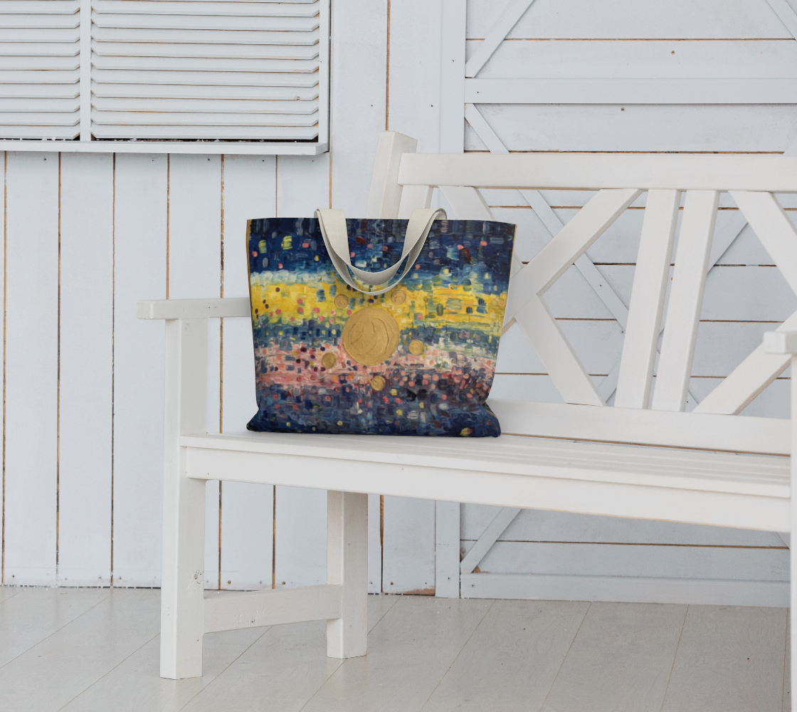 "Holy Family" Large Market Tote (Blue, Yellow, Pink)