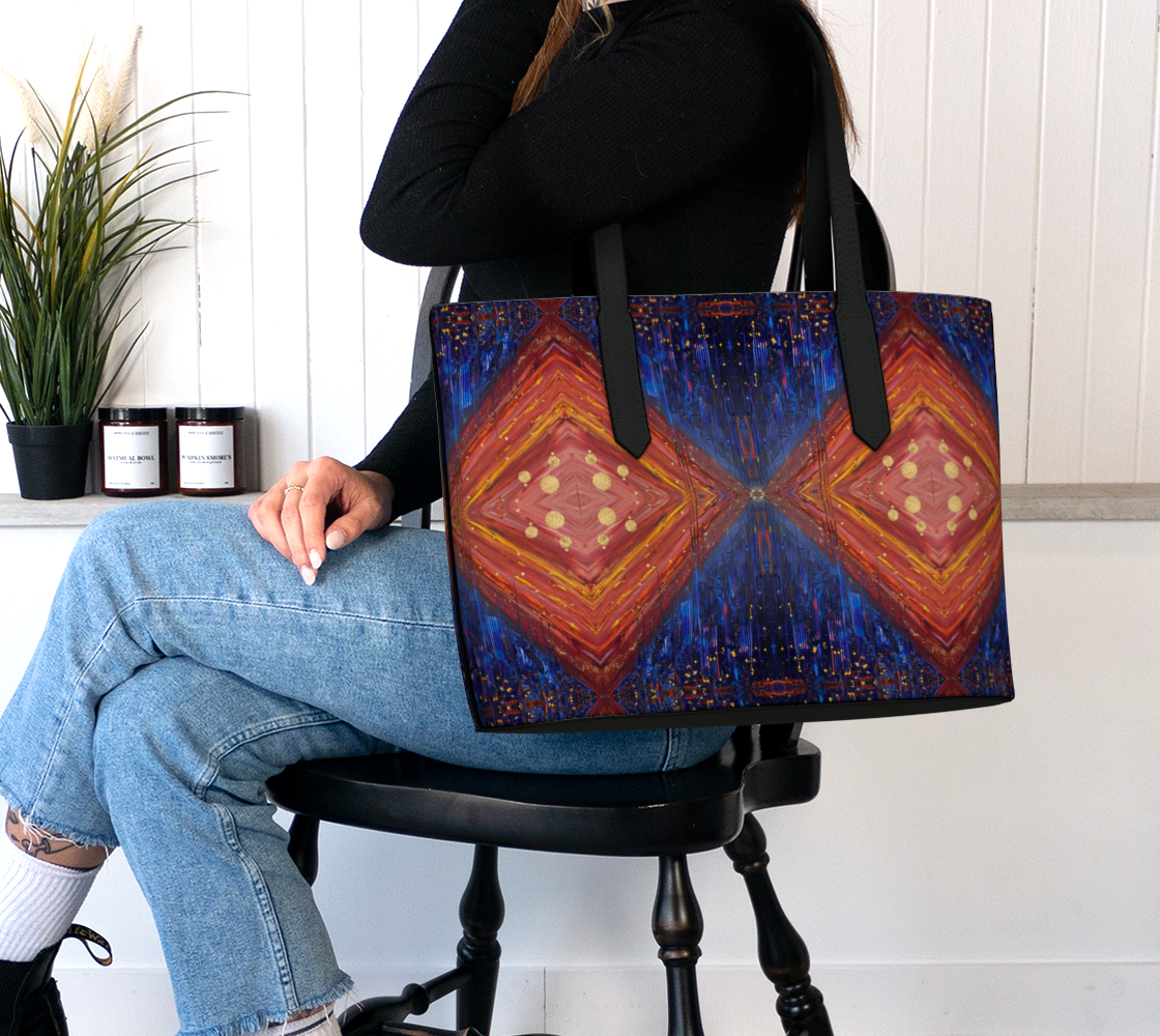 "Dawn" Vegan Leather Tote (Blue, Red)