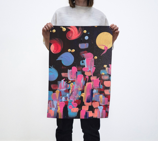 "Winter Night" Tea Towel (Purple, Pink, Blue)