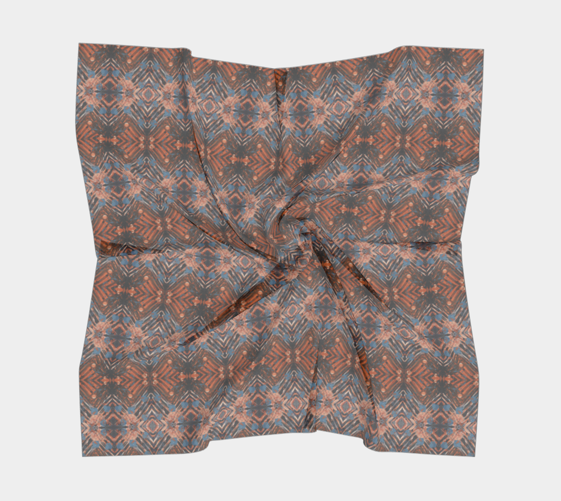 "Family Geometry"  Square Scarf (Blue, Orange)