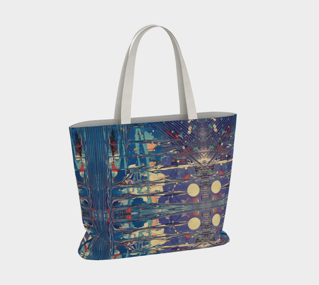 "Pacific Sky" Large Tote (Blue, Aqua, Silver)